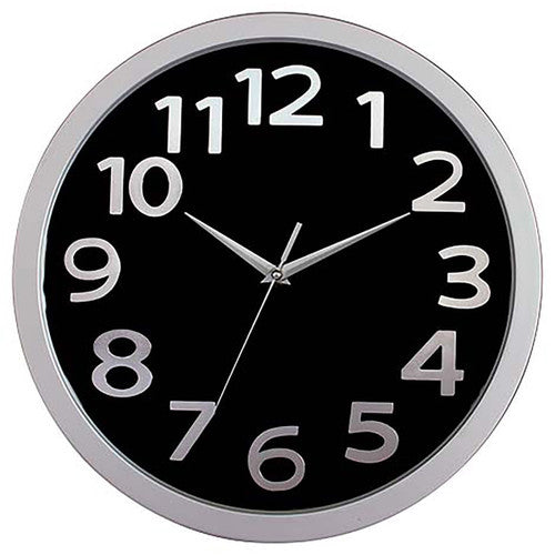 Carven Wall Clock 330mm Silver Rim Black Face