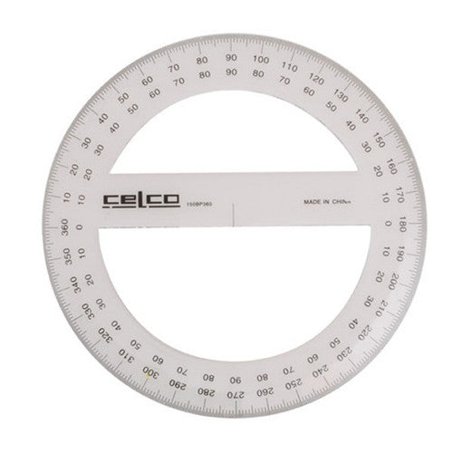 Celco 360 Degree Protractor 15cm Clear Plastic