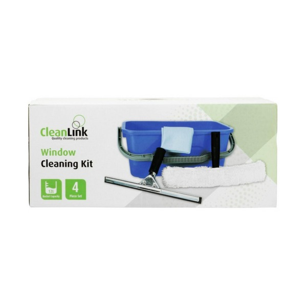 Cleanlink 12021 Window Cleaning Kit with Bucket Cloth Channel and T-Bar