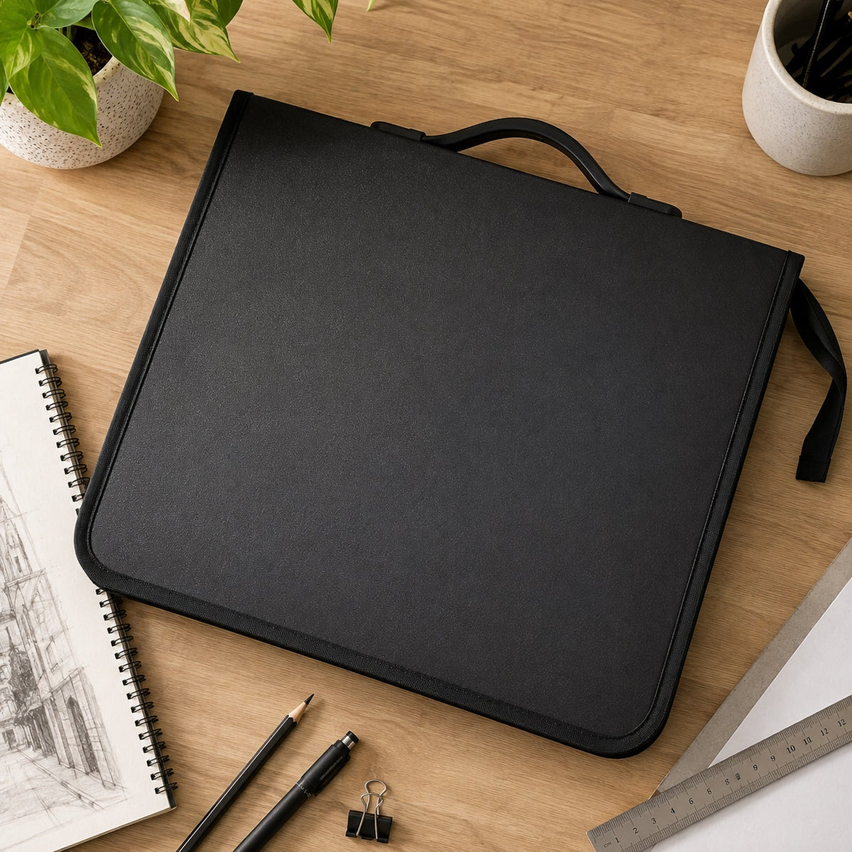 Colby Art A4 Zippered Polypropylene Portfolio Black