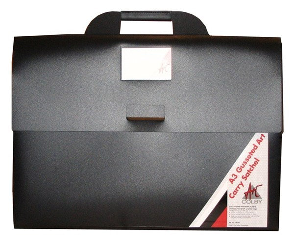 Colby Art Gusseted A3 Art Carry Satchel, Black