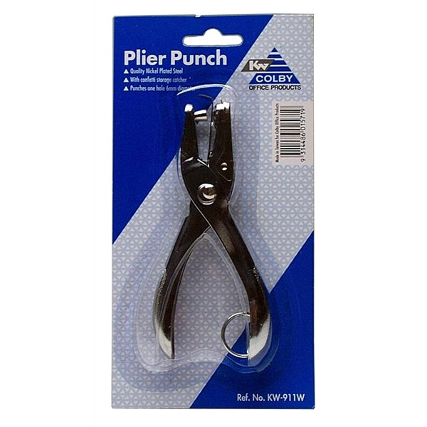 Colby KW-911W Metal Pliers Punch 1 Hole Chrome