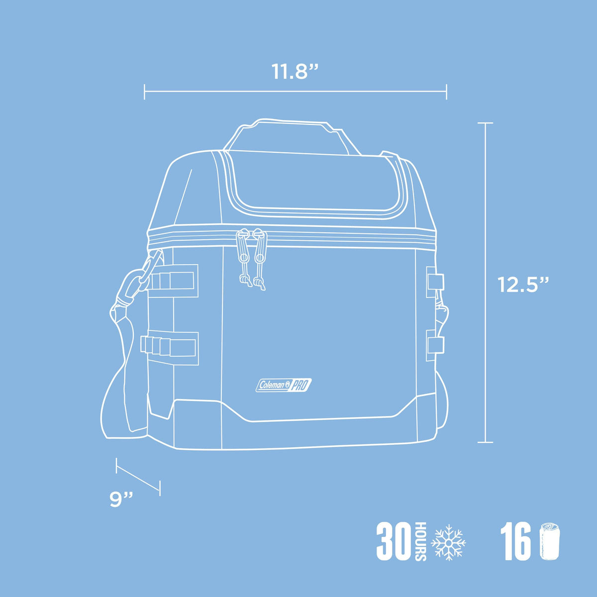 Coleman Pro 16 Can Soft Cooler Bag Sky Blue