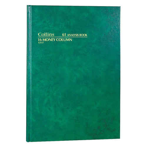 Collins 13117 Analysis Book Series 61 16 Money Column Green Cover