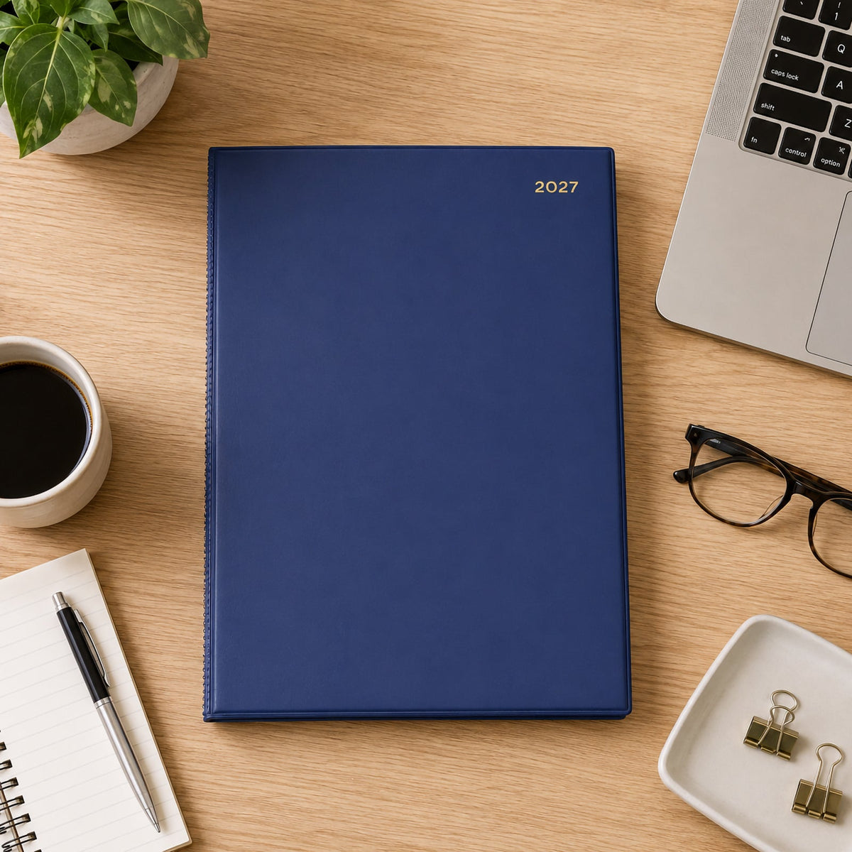 Collins Belmont Diary 2027 A4 Day to a Page Navy