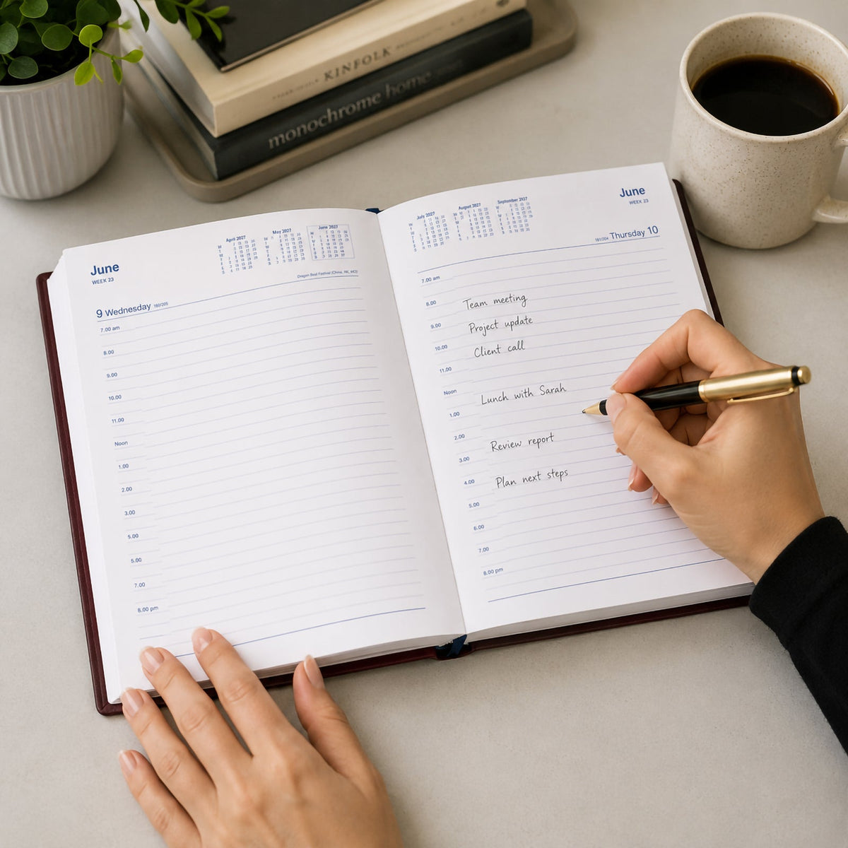 Collins Belmont Diary 2027 A5 Day to a Page Burgundy