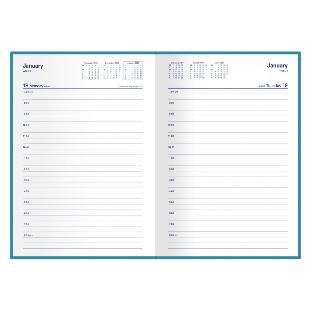Collins Belmont Colours Diary 2027 A5 Day to a Page Teal