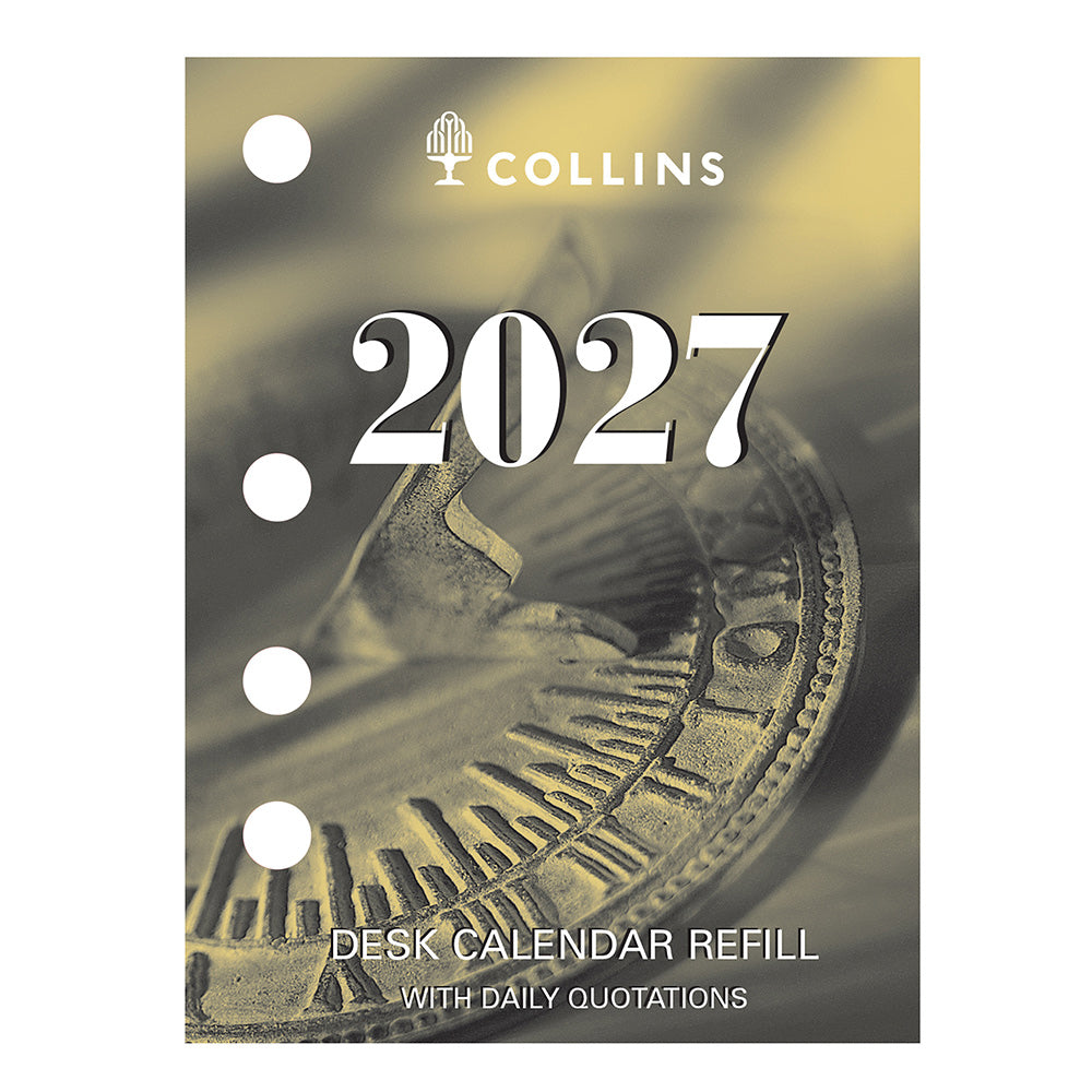 Collins 2027 Desk Calendar Refill 76 x 102mm Day to Page (Side Punch)