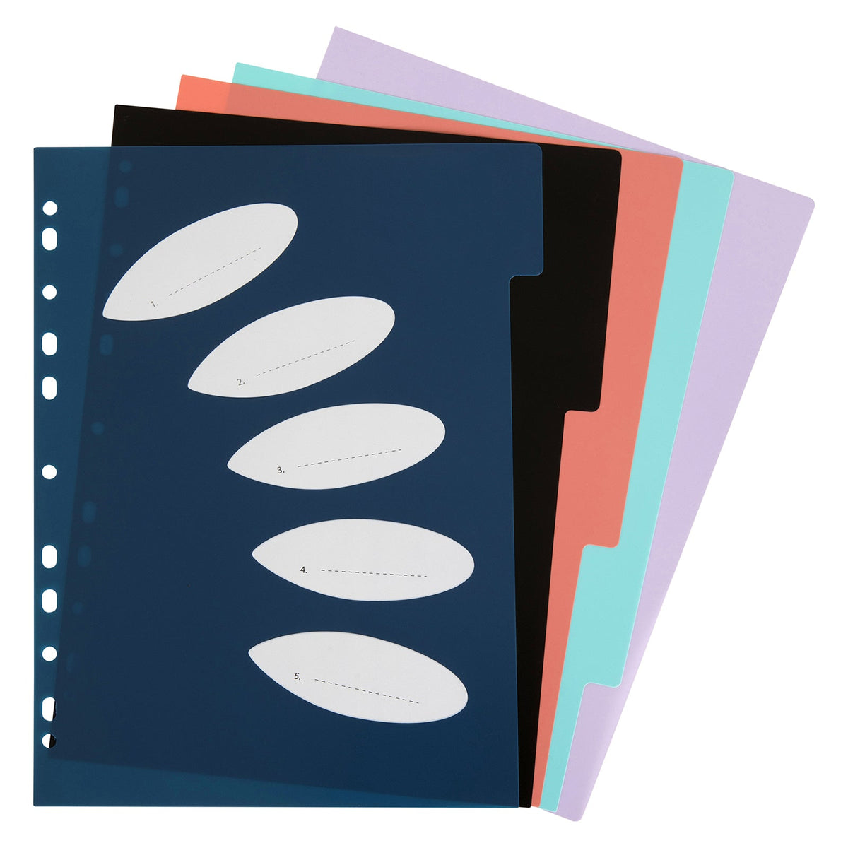 ColourHide Bindermate Divider PP A4 5-Tab Assorted Pack 25