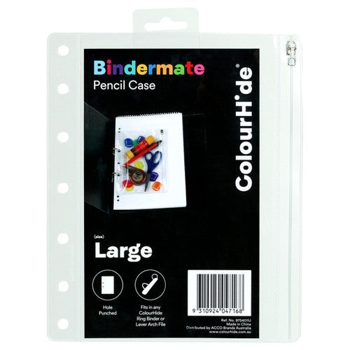 ColourHide Bindermate Large Pencil Case A4 Clear Pack of 6