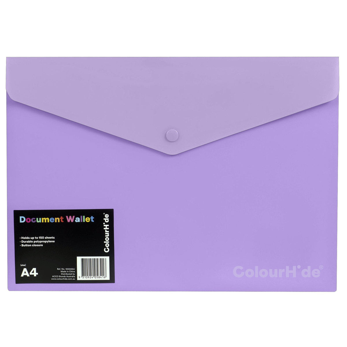 ColourHide Document Wallet A4 Lavender Pack of 10