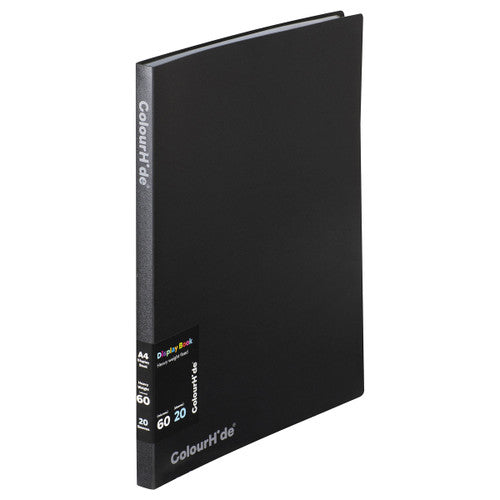 ColourHide Fixed Display Book Insert Cover 20 Pockets Black