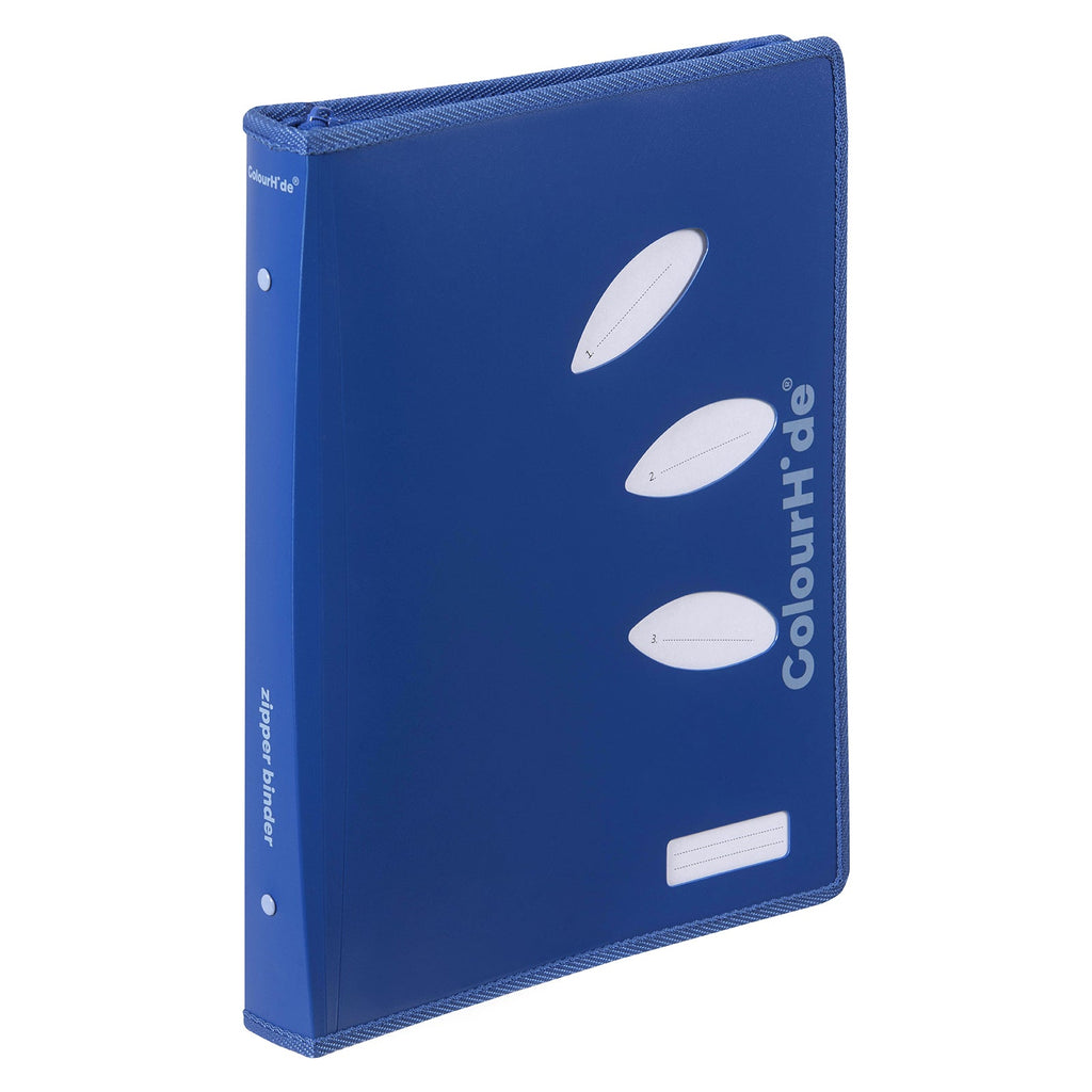 ColourHide Zipper Binder A4 2 D-Ring 25mm Classic Blue Pack 10