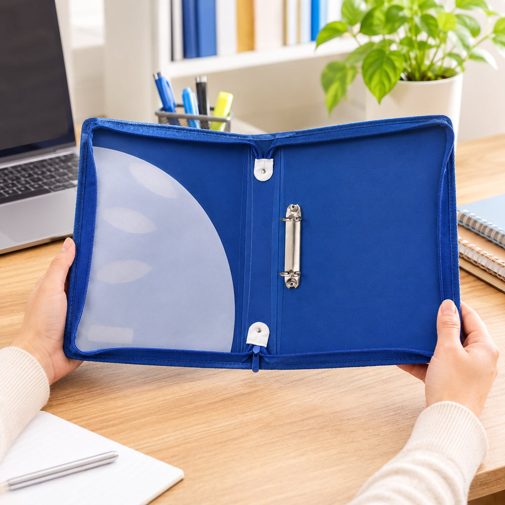 ColourHide Zipper Binder A4 2 D-Ring 25mm Classic Blue Pack 10