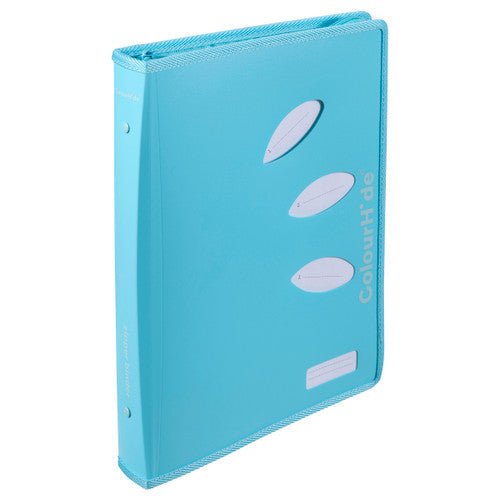 ColourHide Zipper Binder A4 2 D-Ring 25mm Sky Blue Pack of 10