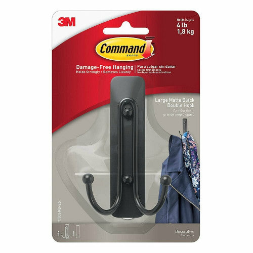 Command Double Hook Large Matte Black (1.8kg)