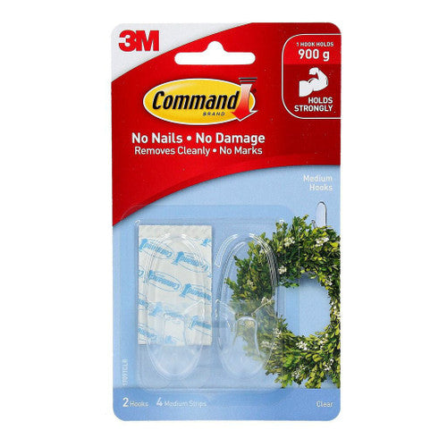 Command Hooks Medium Clear 2 Pack (900g)