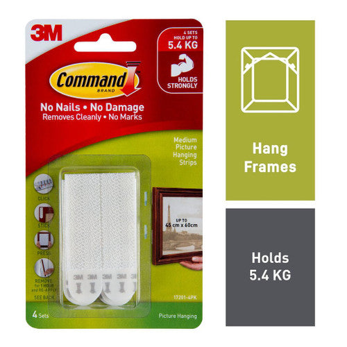 Command Picture Hanging Strips Medium White 4 Pack