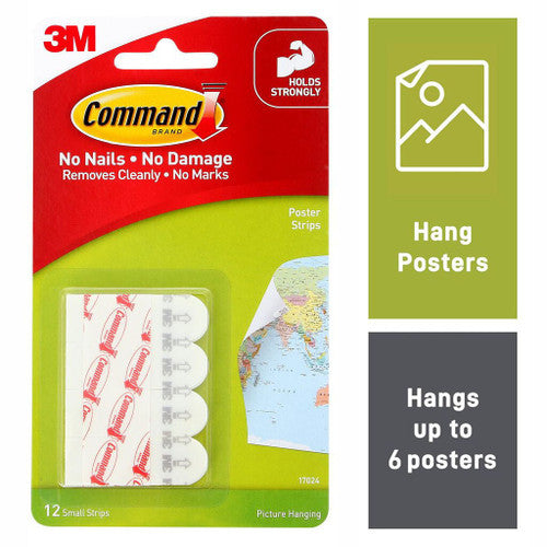 Command Poster Strips Small White 12 Pack