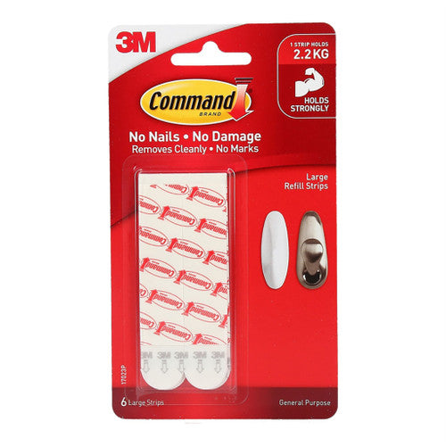 Command Refill Strips Large White 6 Pack 2.2kg
