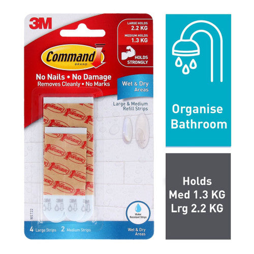 Command Wet and Dry Combo Refill Strips Medium and Large