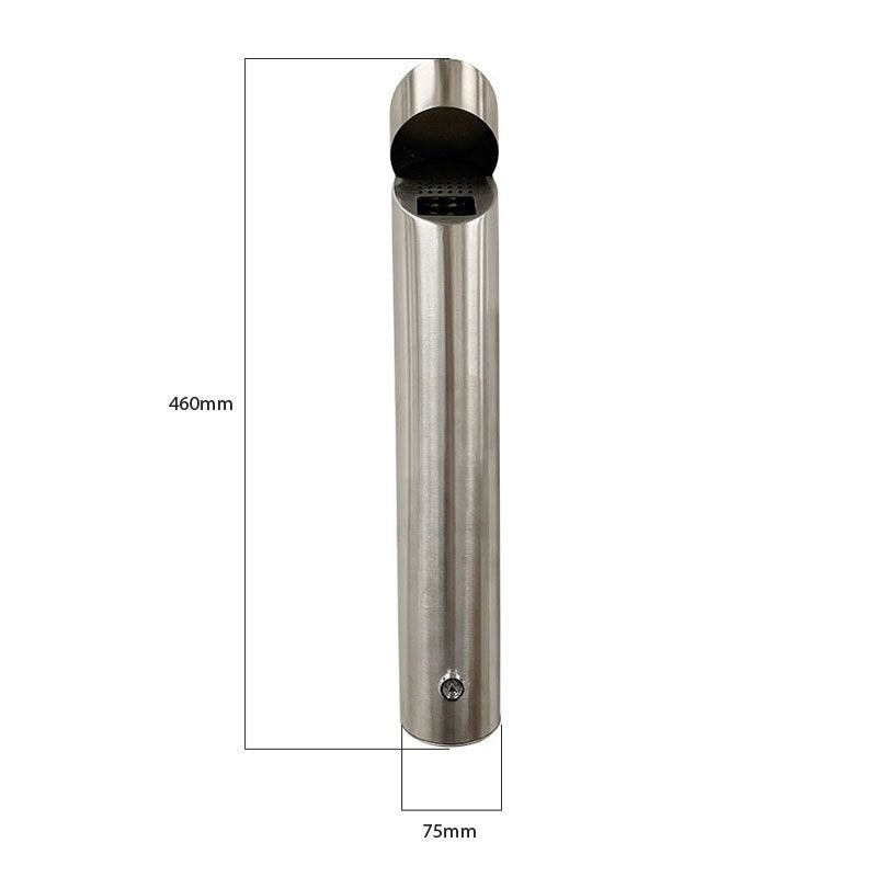 Compass Wall Mounted Cylindrical Ashtray Stainless Steel