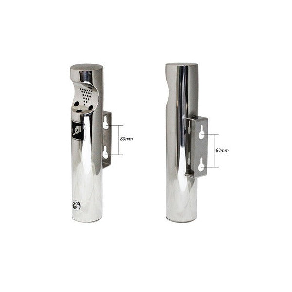 Compass Wall Mounted Cylindrical Ashtray Stainless Steel