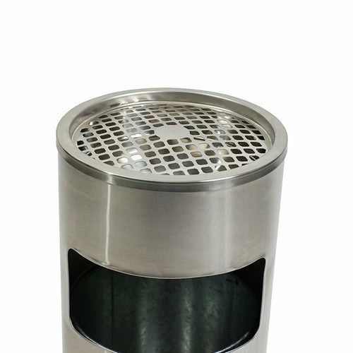 Compass Lobby Bin with Ashtray Stainless Steel 10L