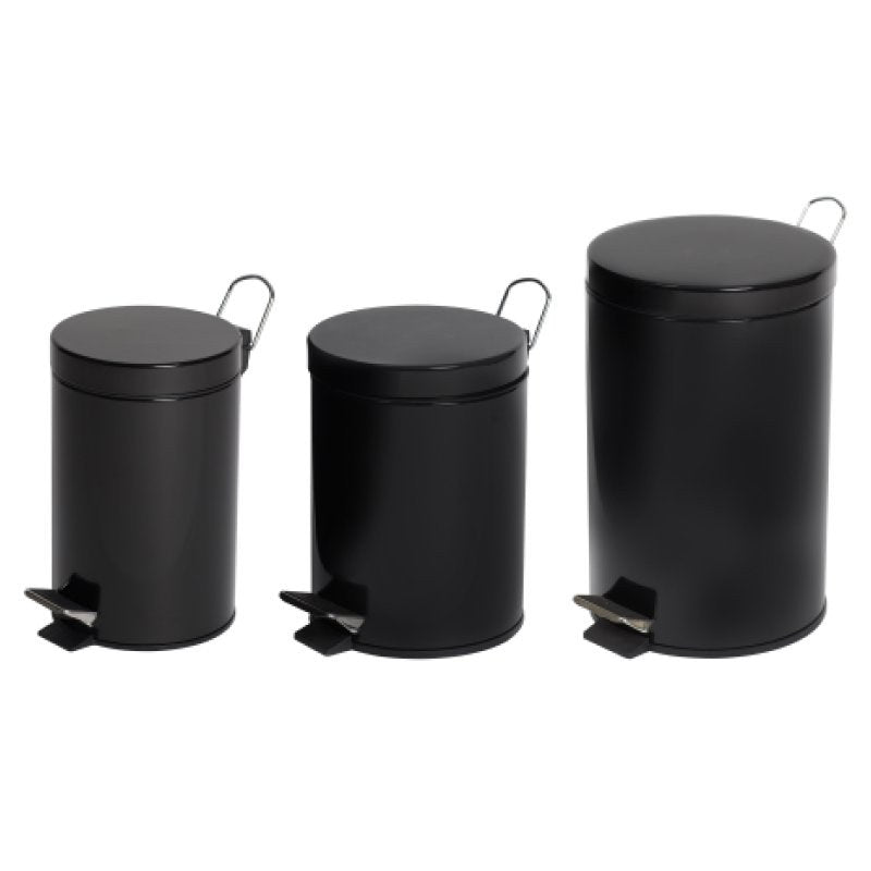 Compass Pedal Bin Powder Coated Black 3L