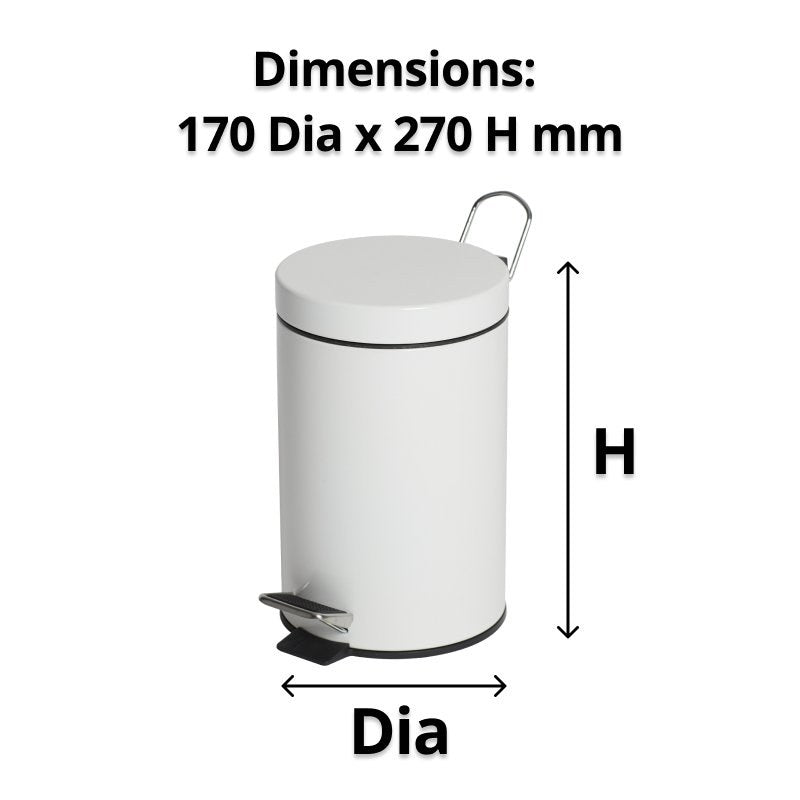 Compass Pedal Bin Powder Coated White 3L