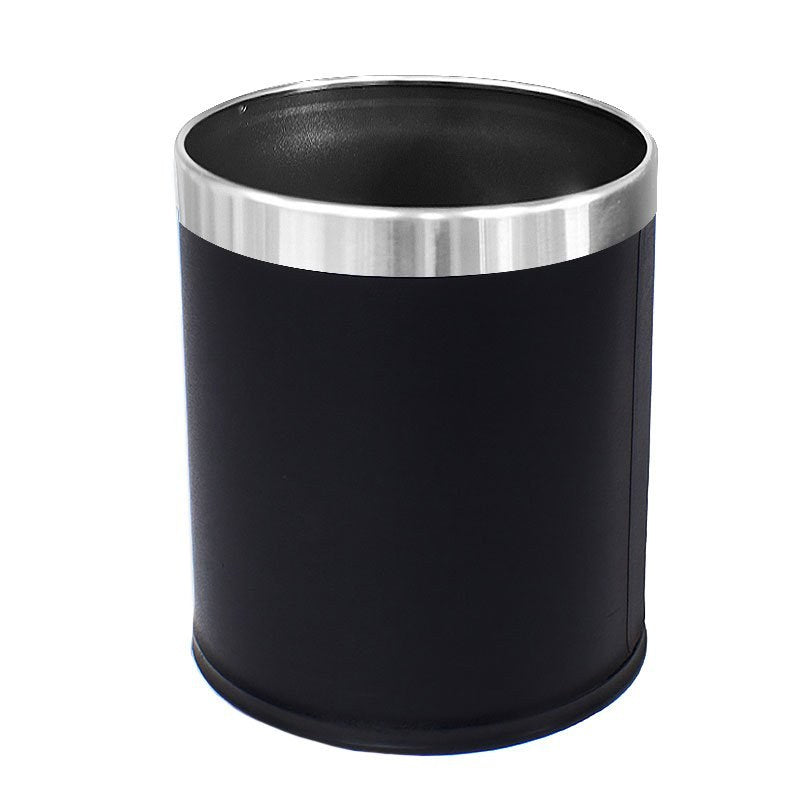 Compass Round Leatherette Bin with Liner Black 10L
