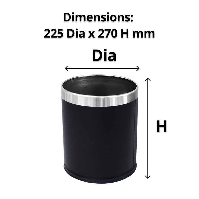 Compass Round Leatherette Bin with Liner Black 10L