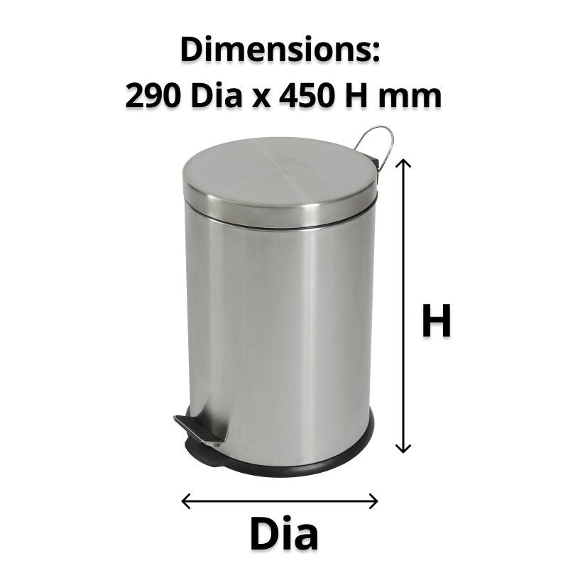 Compass Round Pedal Bin Stainless Steel 20L