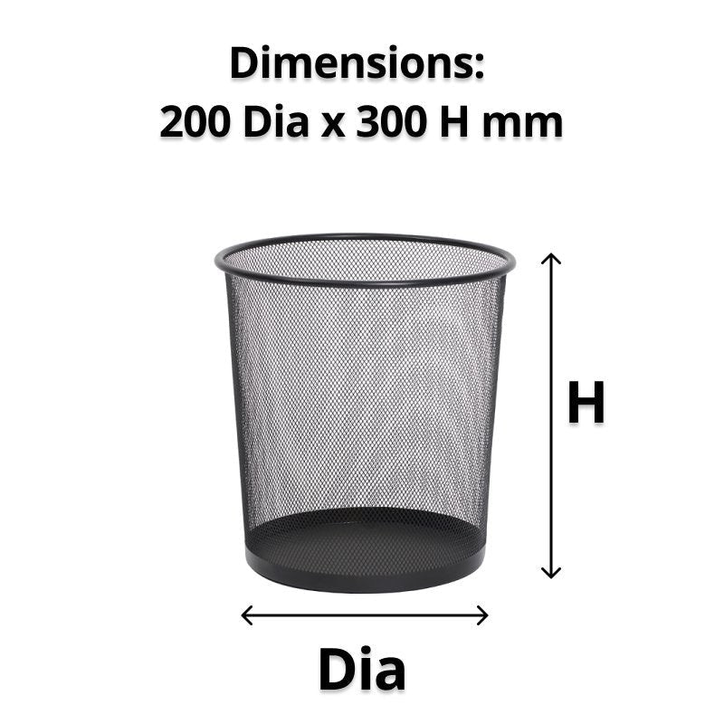 Compass Round Wire Mesh Bin Black 11L