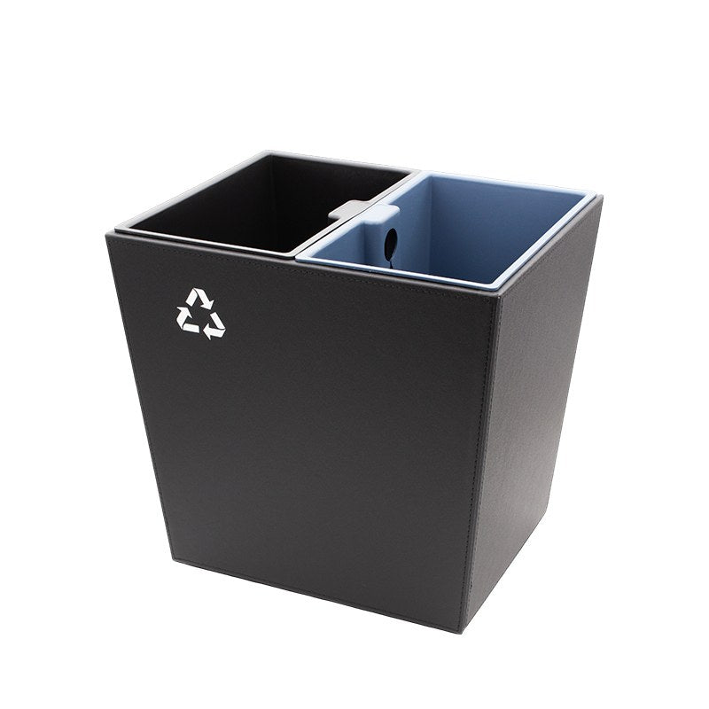 Compass Twin Recycle Bin Leatherette Black 14L