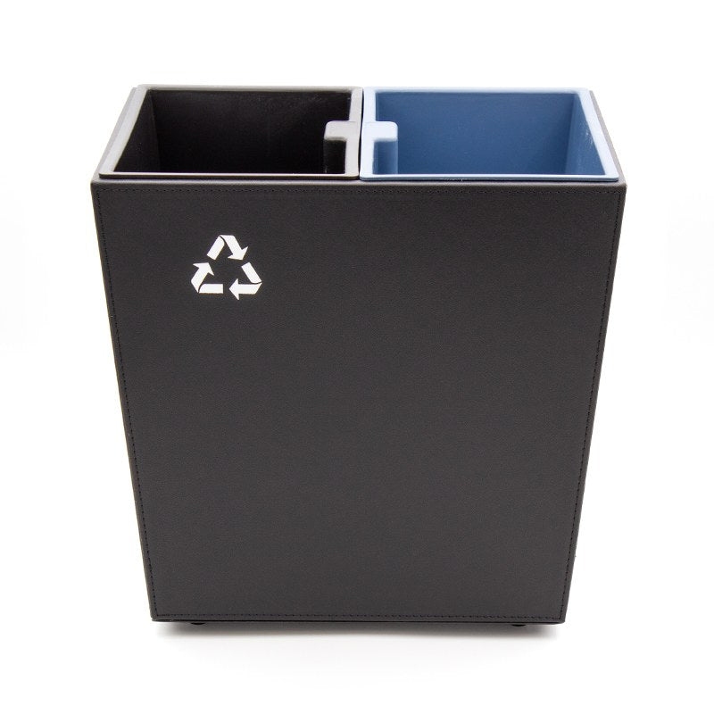 Compass Twin Recycle Bin Leatherette Black 14L