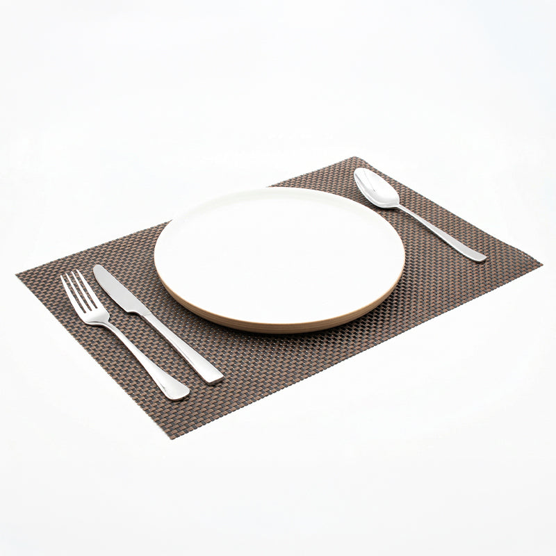 Connoisseur Brown and Black Woven PVC Placemat Box of 12
