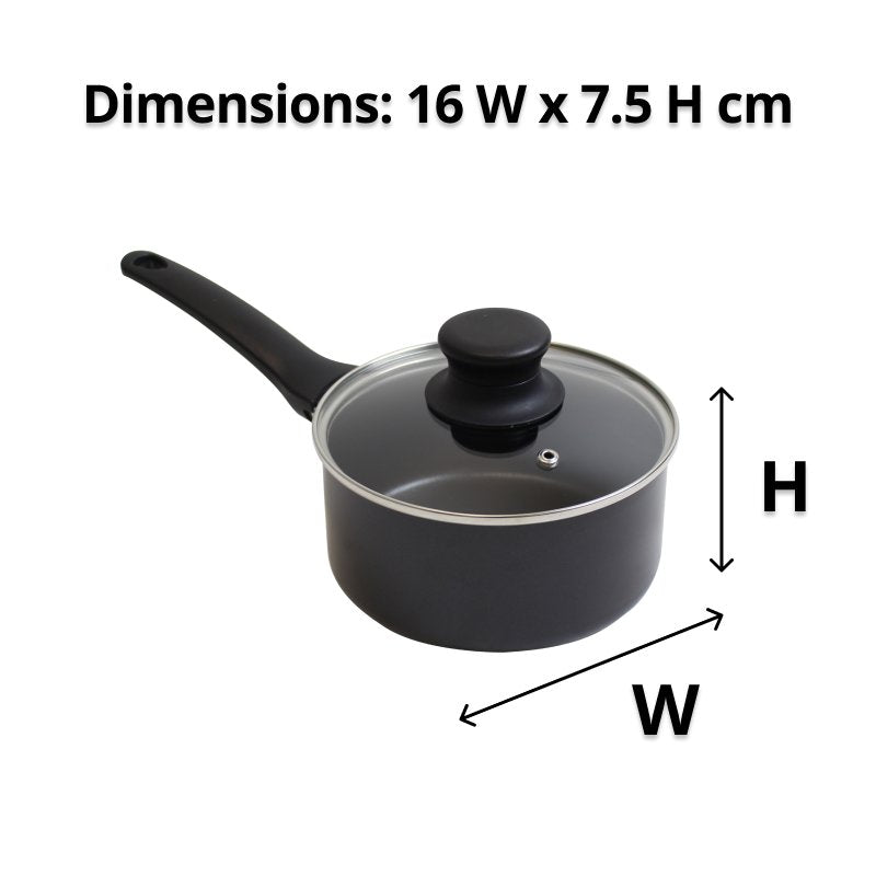 Connoisseur Non-Stick Saucepan 16cm 1.3L with Glass Lid