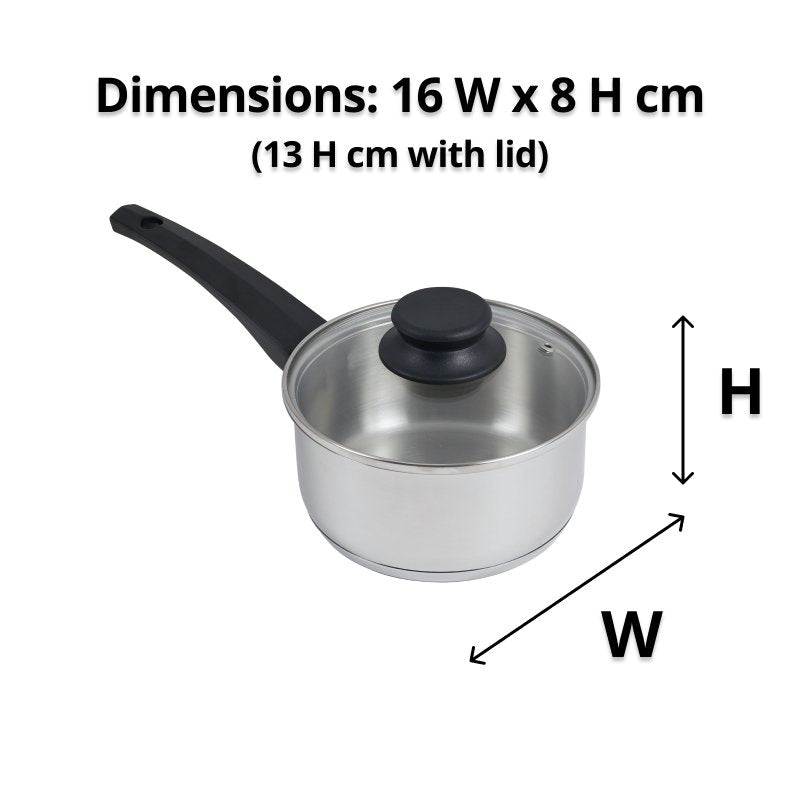 Connoisseur Stainless Steel Saucepan 16cm 1L with Glass Lid