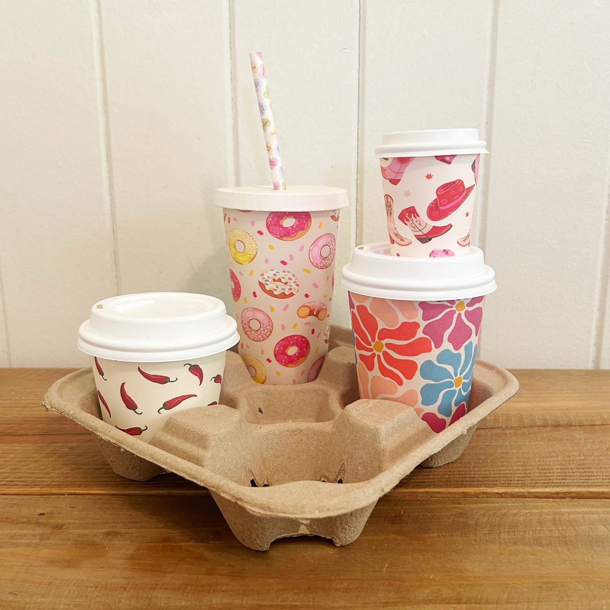 Creative Cafe Co 4-Cup Kraft Paper Pulp Takeaway Cup Tray - Carton 200