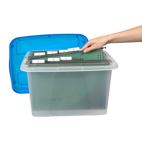 Crystalfile Porta Box 32L Blue Lid Clear Base Pack of 6