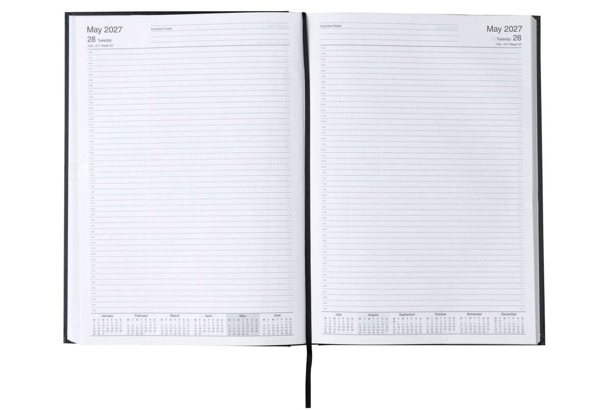 Cumberland Casebound Diary 2027 A4 2 Pages To A Day Black