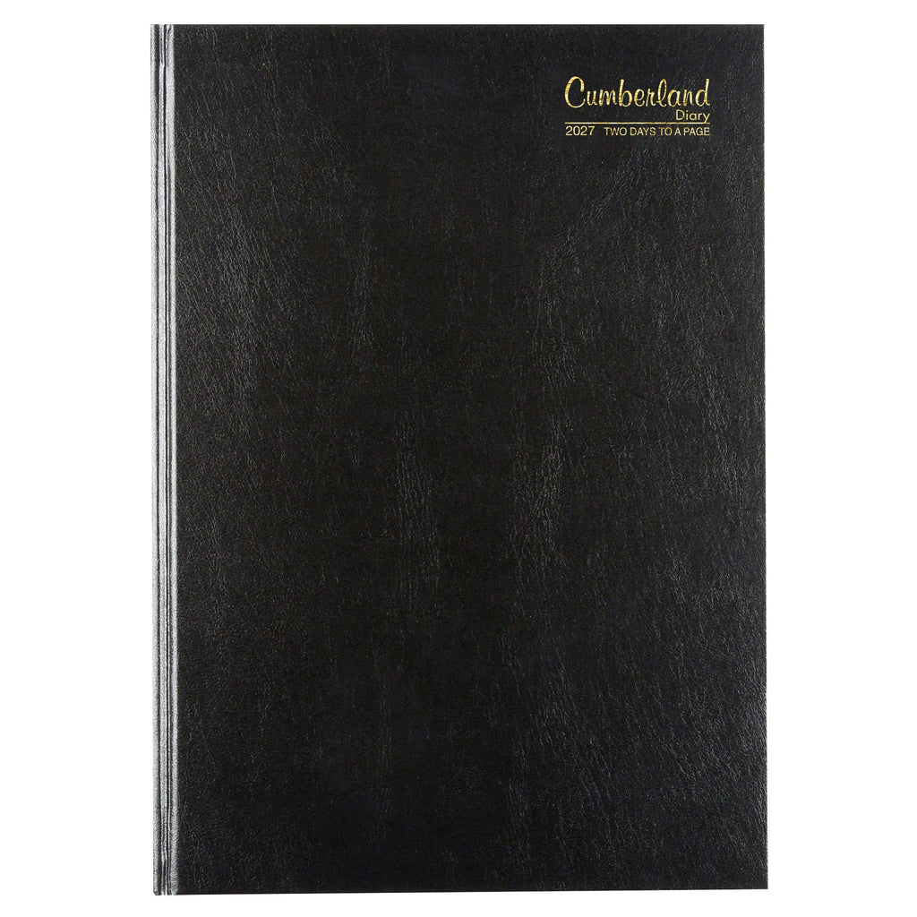 Cumberland Casebound Diary 2027 A5 2 Days To A Page Black