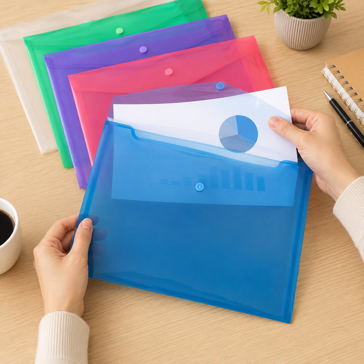 Cumberland Document Wallet PP A4 Assorted Pack of 10