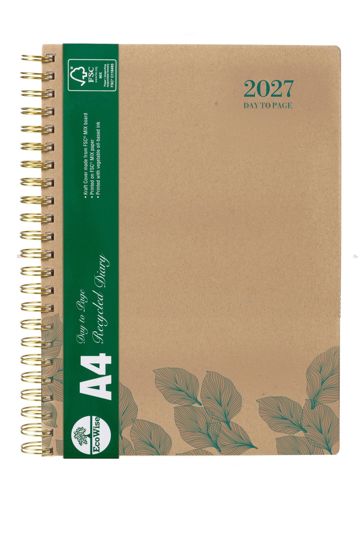 Cumberland Ecowise Diary 2027 A4 Day To A Page Kraft