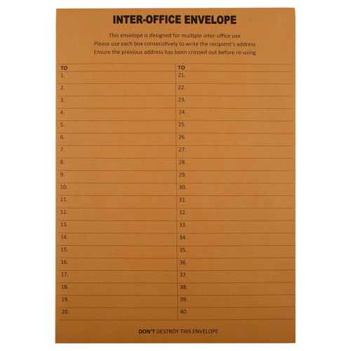 Cumberland Envelope Ungummed Heavy Gold Printed Interoffice Pocket C4 324 x 229mm Box of 250