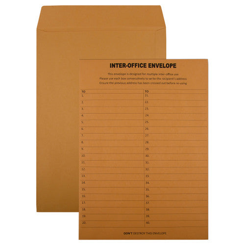 Cumberland Envelope Ungummed Heavy Gold Printed Interoffice Pocket C4 324 x 229mm Box of 250