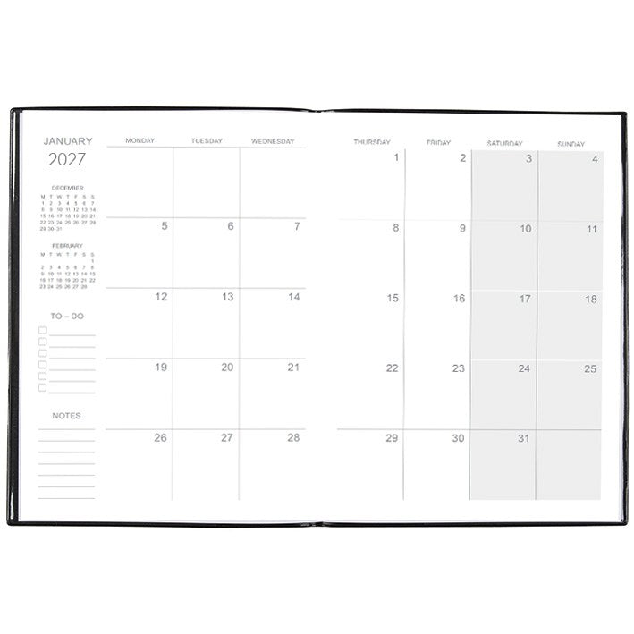 Cumberland Monthly Planner Diary 2027 A4 Month To View Black