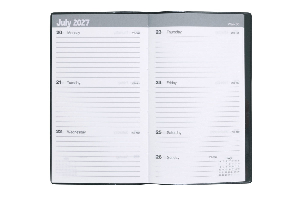 Cumberland Pocket Diary 2027 Slimline Week To View Black