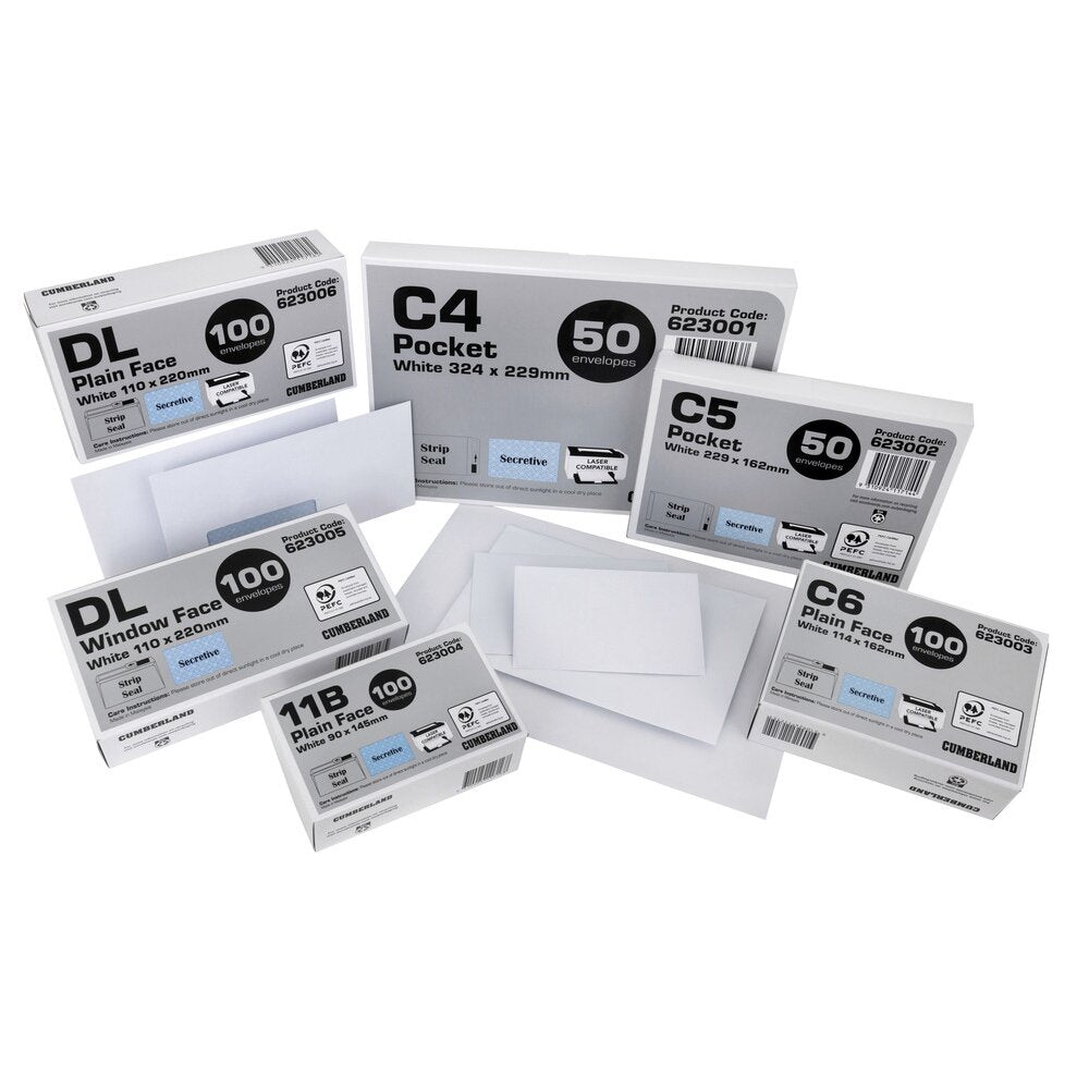 Cumberland Strip Seal Pocket Envelope C4 White Pack of 25
